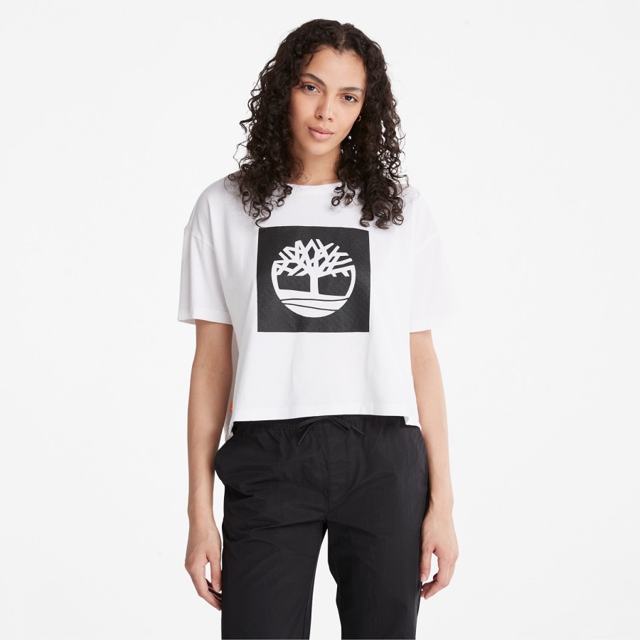 Timberland Ireland Women's Cropped Logo T-Shirt White