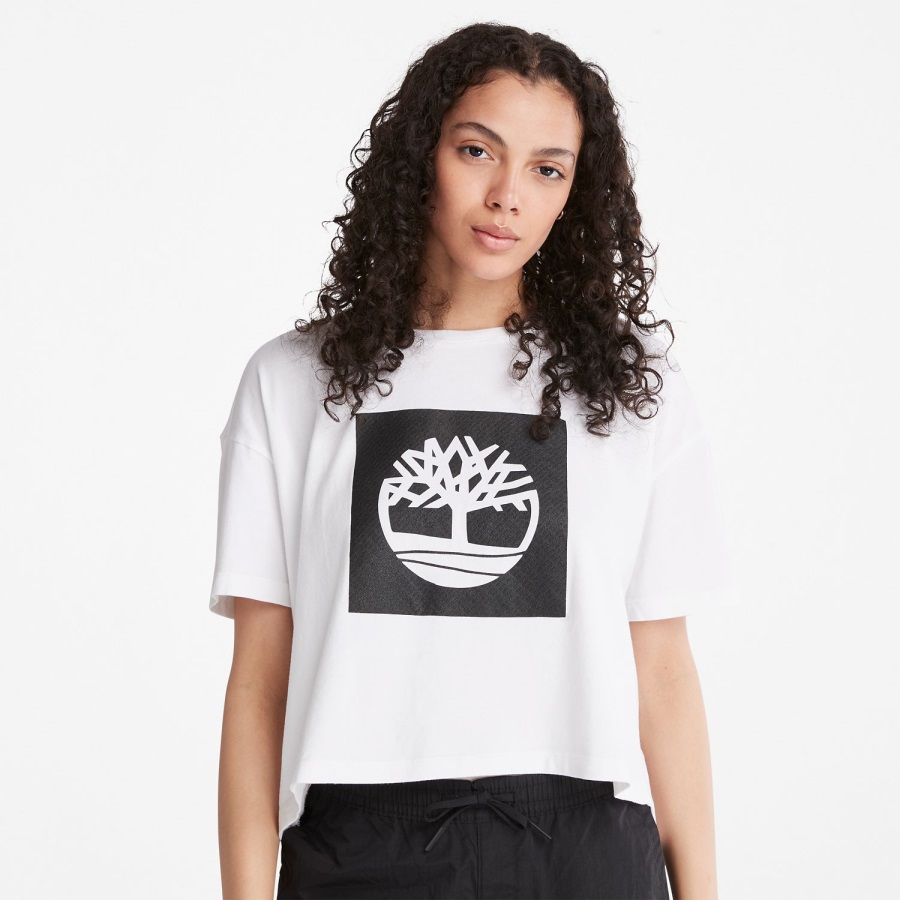 Timberland Ireland Women's Cropped Logo T-Shirt White