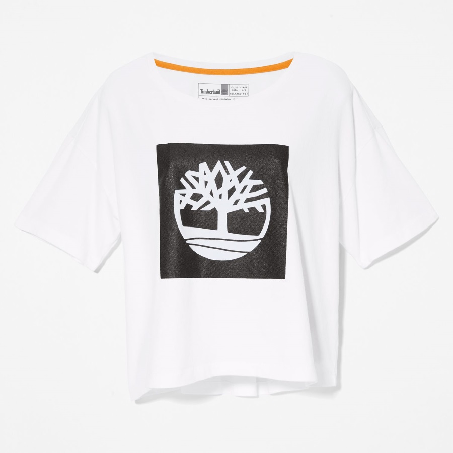 Timberland Ireland Women's Cropped Logo T-Shirt White