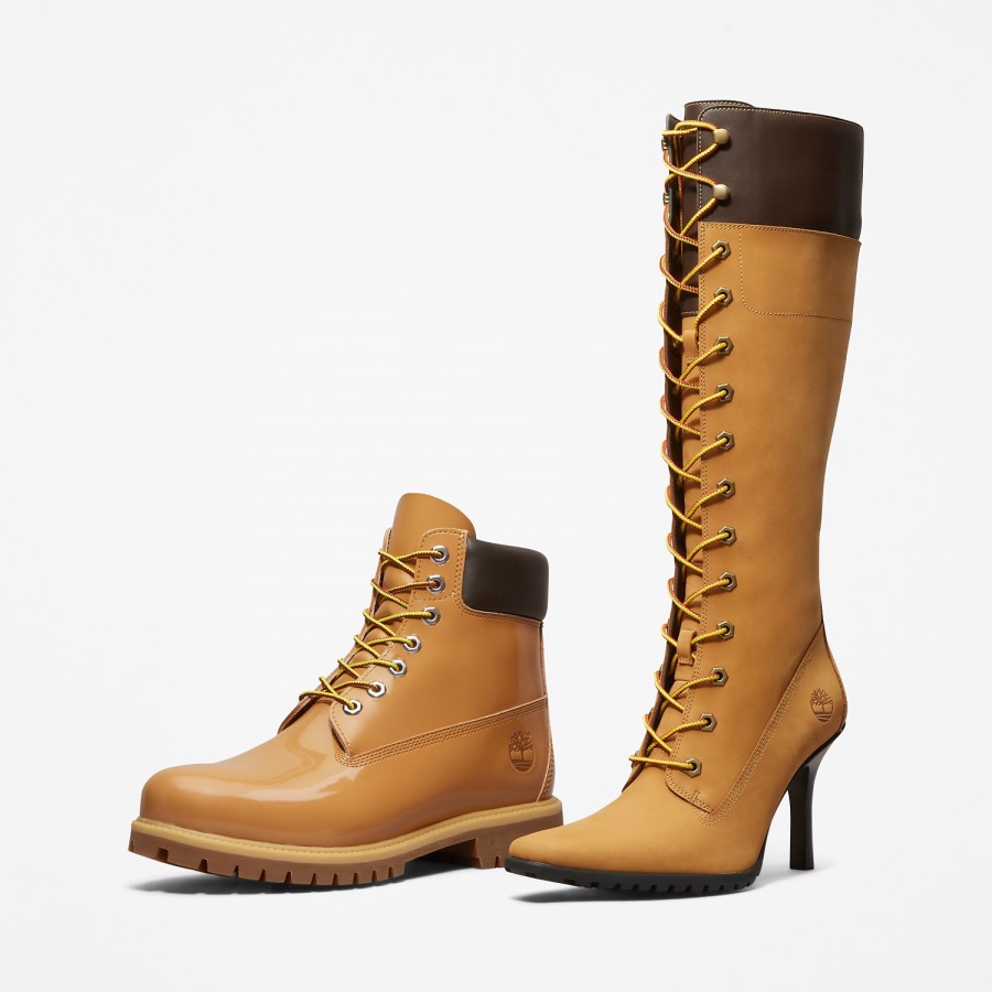 Timberland Ireland Women's Veneda Carter X Tall Lace Boots Wheat Nubuck