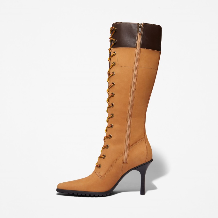 Timberland Ireland Women's Veneda Carter X Tall Lace Boots Wheat Nubuck