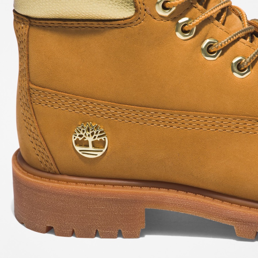 Timberland Ireland Youth Premium 6-Inch Waterproof Boots Wheat Nubuck/Gold