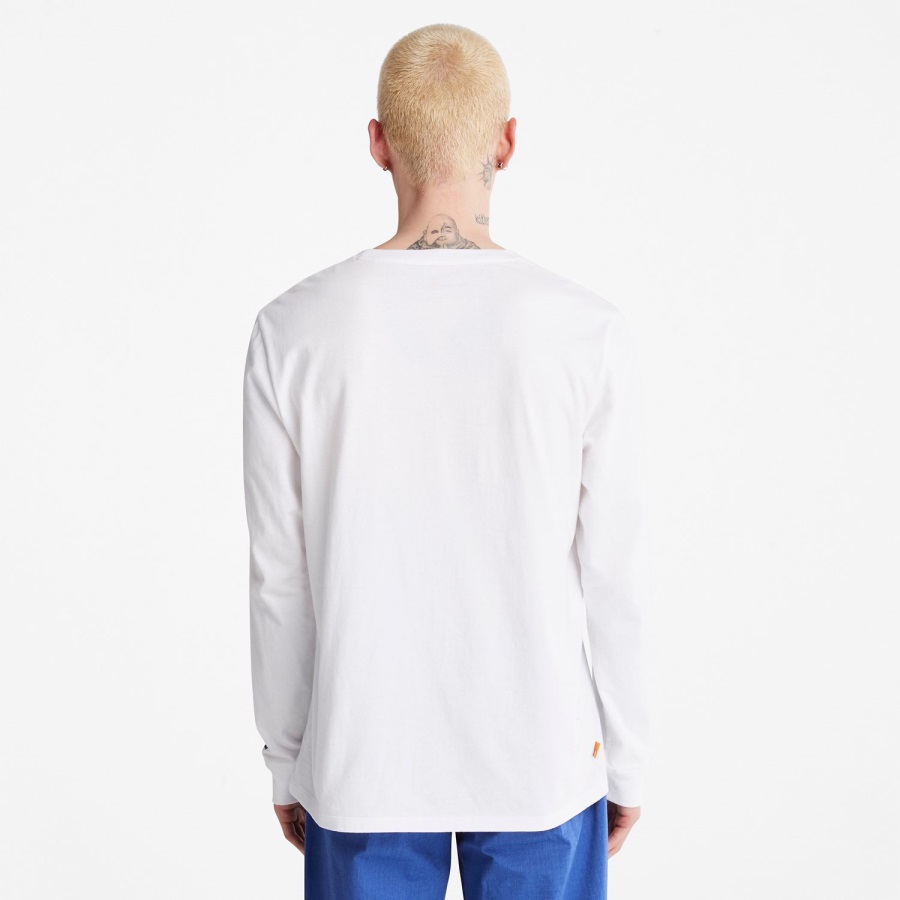 Vintage White Timberland Ireland Men's Wind Water Earth And Sky Long-Sleeve T-Shirt