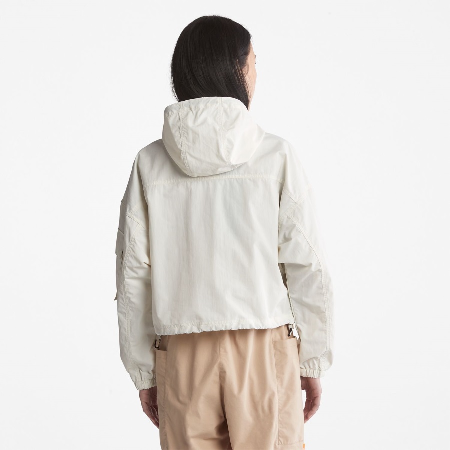 Vintage White Timberland Ireland Women's Water-Repellent Street Cropped Anorak