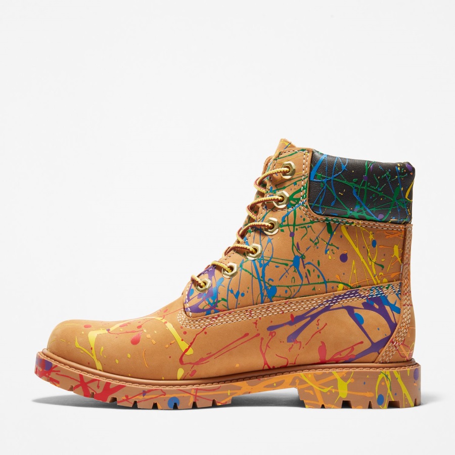 Wheat Nubuck Timberland Ireland Women's Paint Splash 6-Inch Waterproof Boots