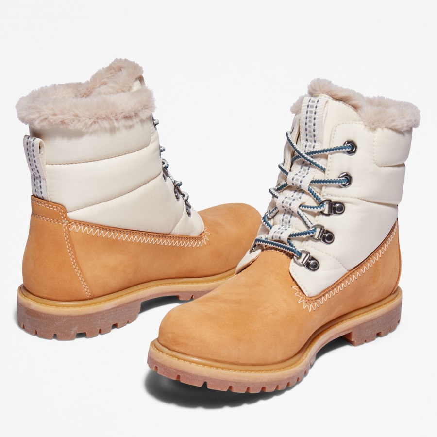 Wheat Nubuck Women's Premium 6-Inch Waterproof Puffer Boots Timberland Ireland