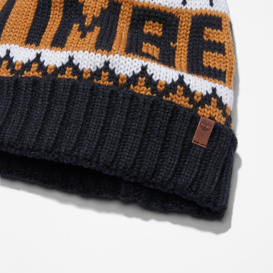 Wheat Timberland Ireland Knit-In Logo Cuffed Beanie