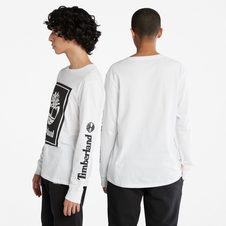 White/Black Timberland Ireland Long-Sleeve Logo T-Shirt
