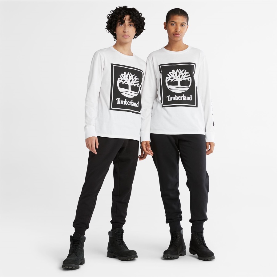 White/Black Timberland Ireland Long-Sleeve Logo T-Shirt