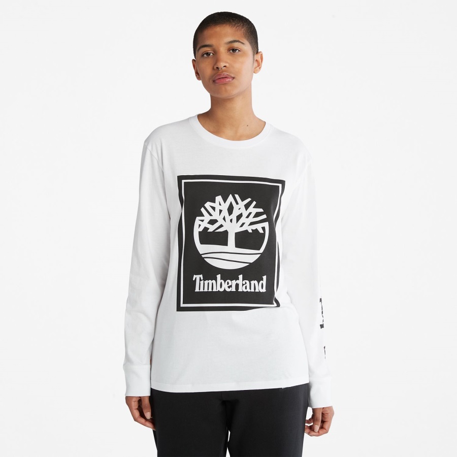 White/Black Timberland Ireland Long-Sleeve Logo T-Shirt