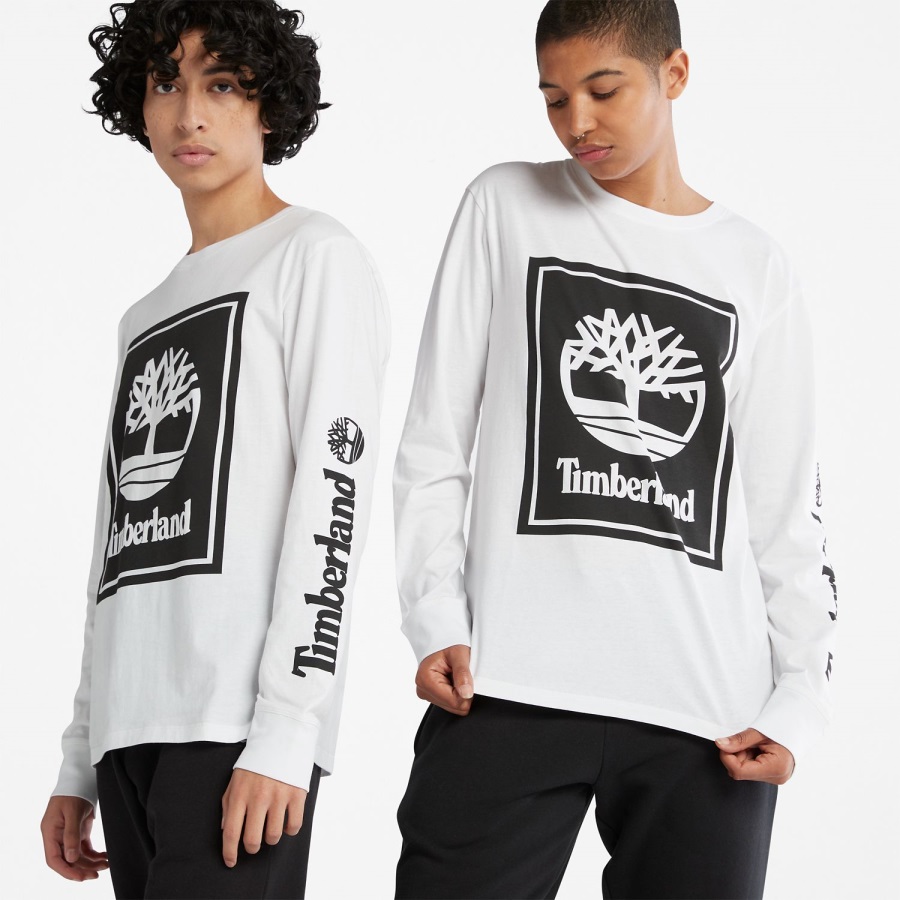 White/Black Timberland Ireland Long-Sleeve Logo T-Shirt