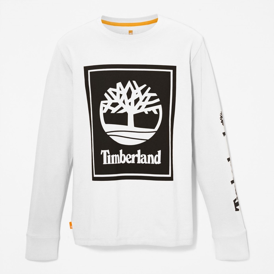 White/Black Timberland Ireland Long-Sleeve Logo T-Shirt