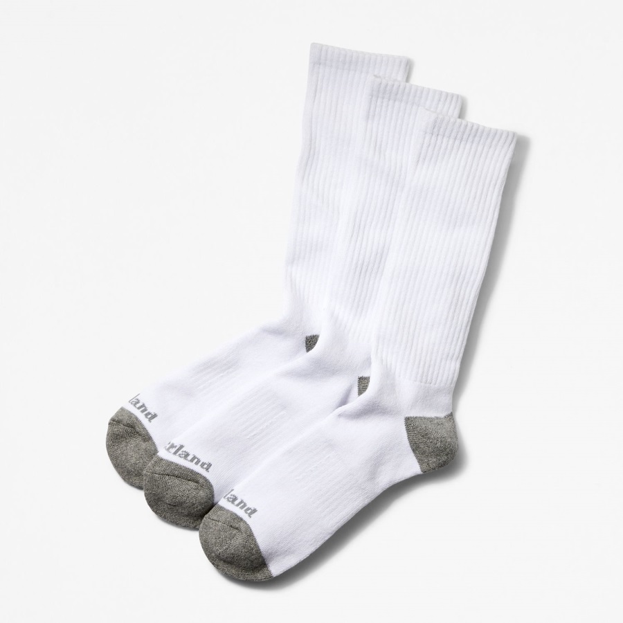 White Men's Essential Crew Socks (3-Pack) Timberland Ireland