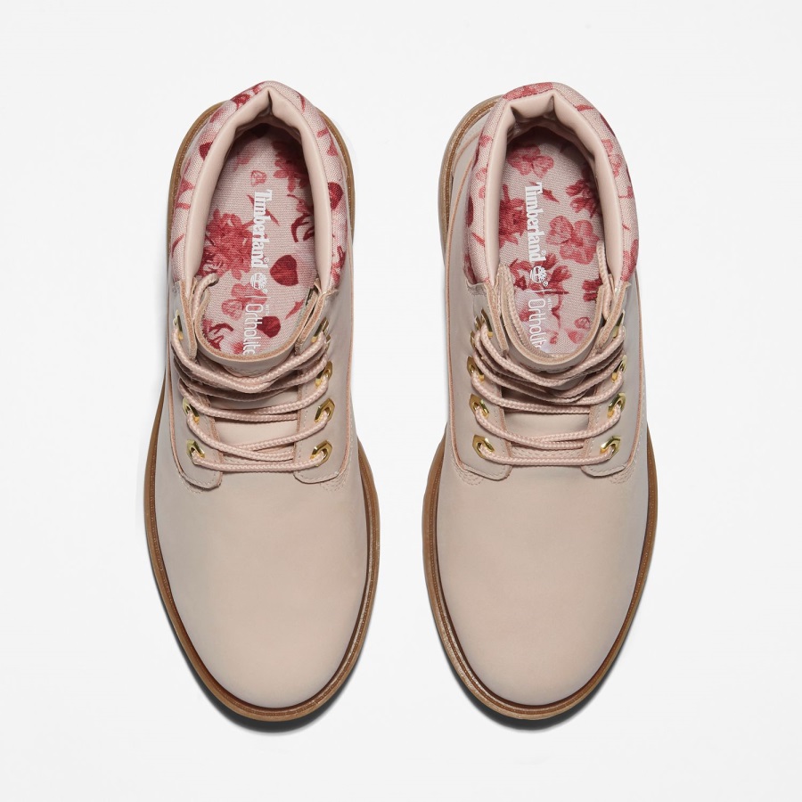 White Nubuck/Floral Timberland Ireland Women's Linden Woods 6-Inch Waterproof Boots