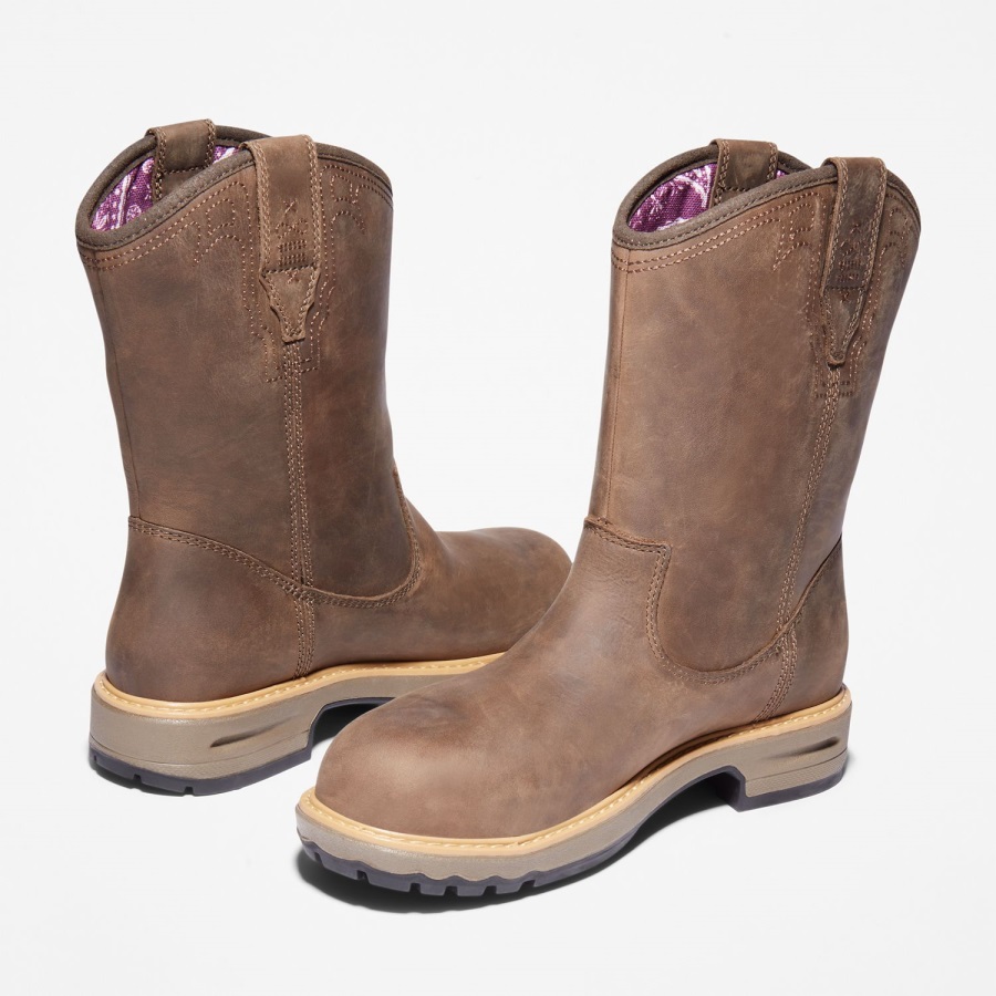 Women's Ashlar Pull On Alloy Toe Waterproof Work Boot Brown Full-Grain Timberland Ireland