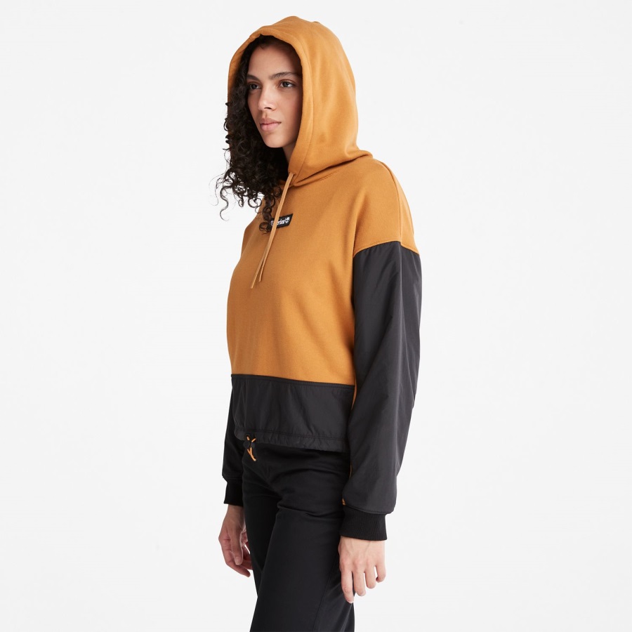 Women's Colorblock Mixed-Media Hoodie Timberland Ireland Wheat