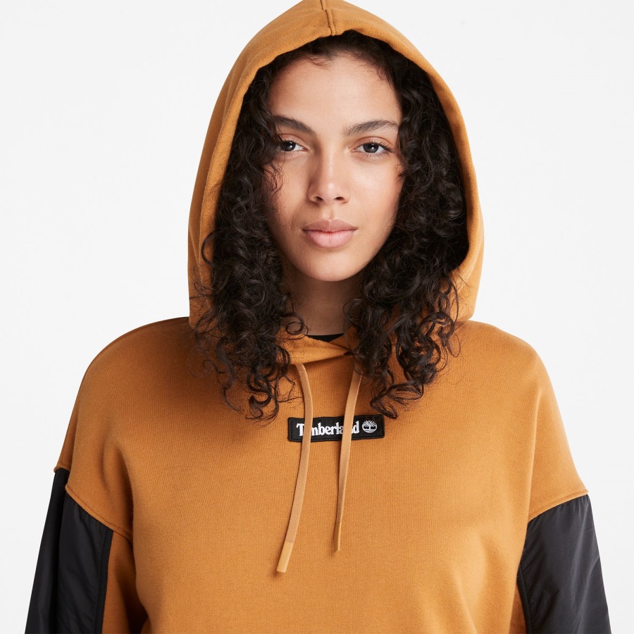 Women's Colorblock Mixed-Media Hoodie Timberland Ireland Wheat