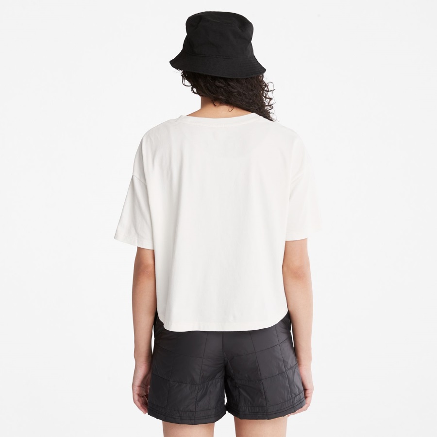 Women's Cropped Logo T-Shirt Timberland Ireland Vintage White