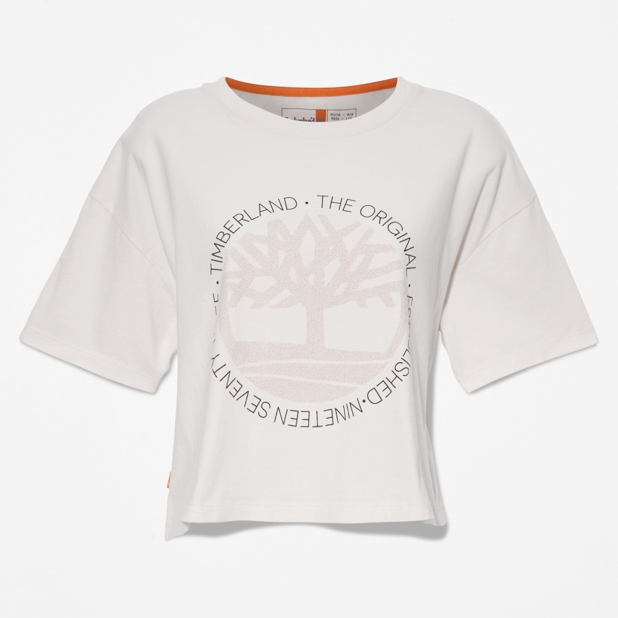 Women's Cropped Logo T-Shirt Timberland Ireland Vintage White