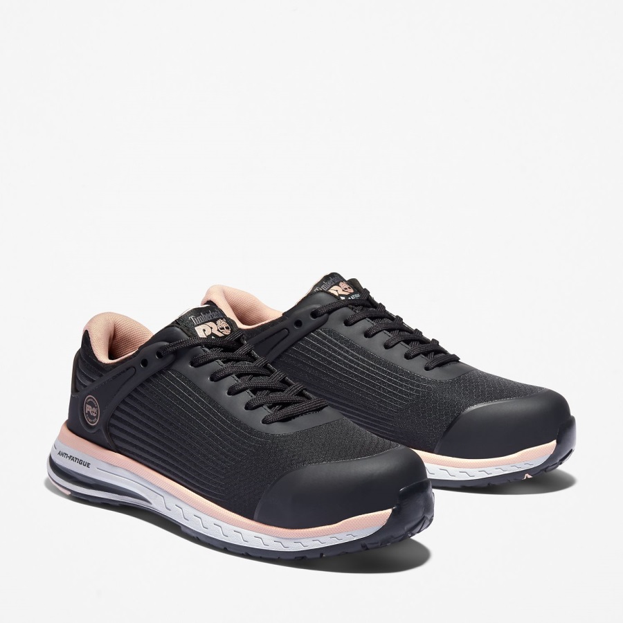 Women's Drivetrain Composite Toe Work Sneaker Black Ripstop Nylon/Pink Timberland Ireland