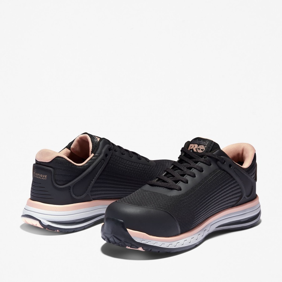 Women's Drivetrain Composite Toe Work Sneaker Black Ripstop Nylon/Pink Timberland Ireland
