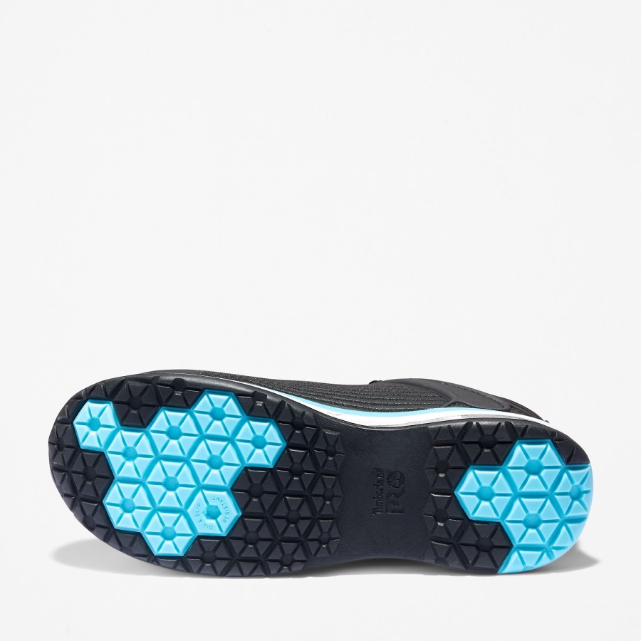 Women's Drivetrain Composite Toe Work Sneaker Timberland Ireland Black Ripstop Nylon/Blue