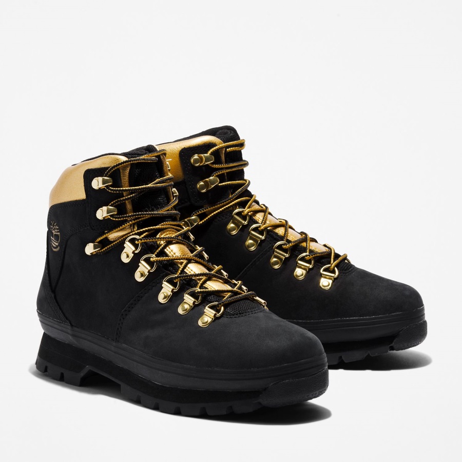 Women's Euro Hiker Waterproof Hiking Boots Timberland Ireland Black Nubuck/Gold