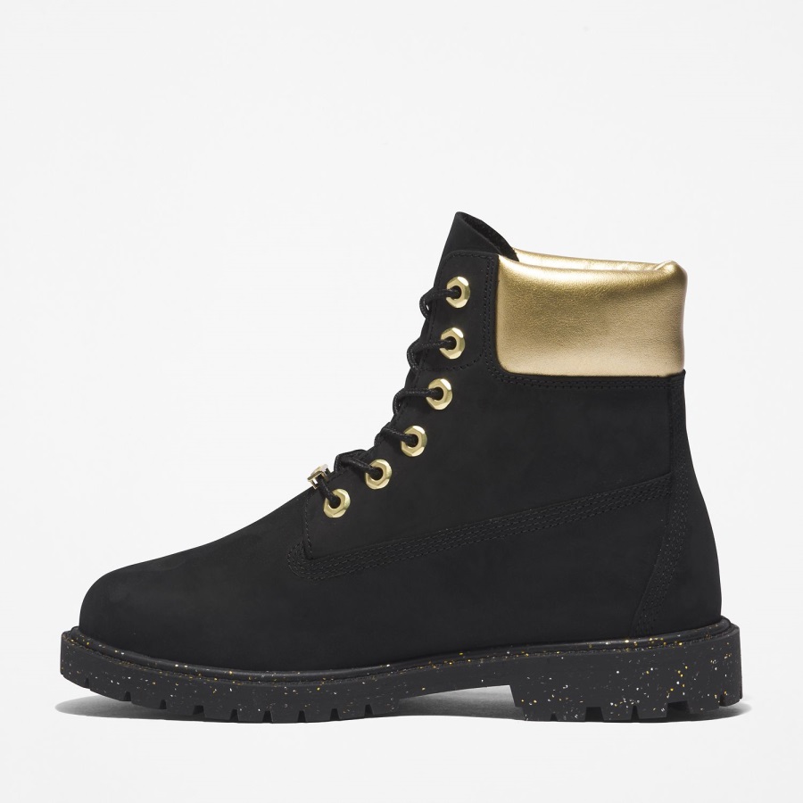 Women's Heritage 6-Inch Waterproof Boots Black Nubuck/Gold Timberland Ireland