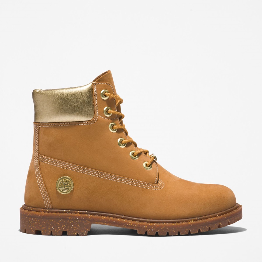 Women's Heritage 6-Inch Waterproof Boots Timberland Ireland Wheat Nubuck/Gold