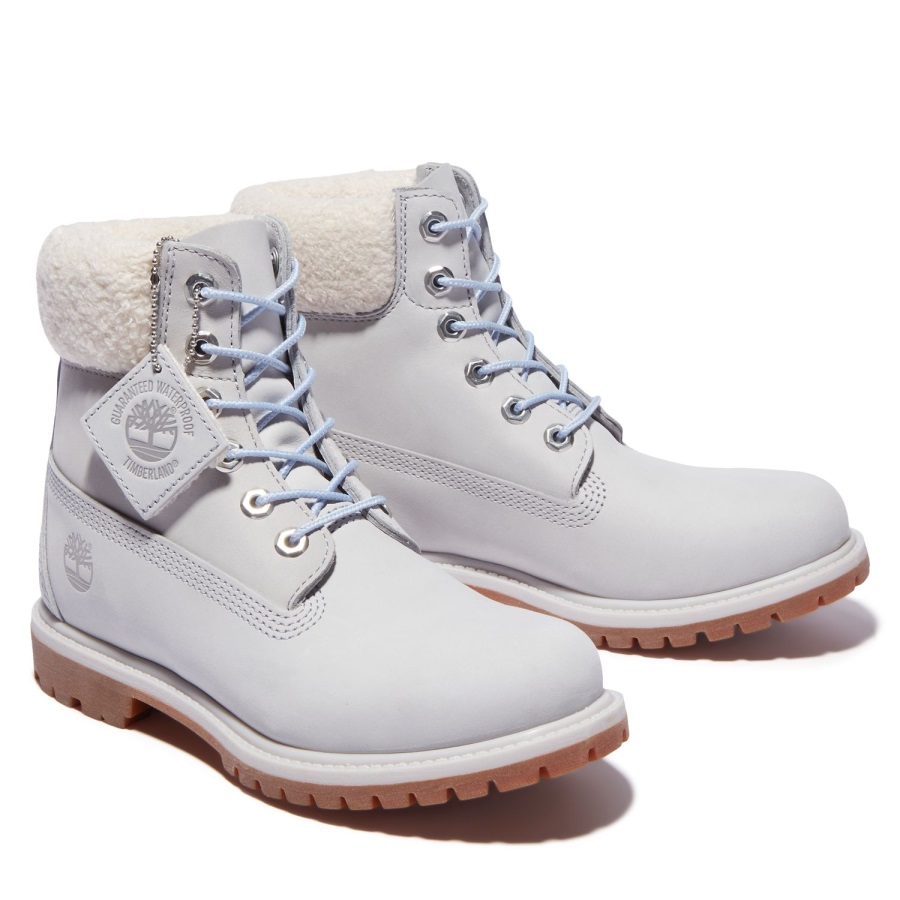 Women's Premium 6-Inch Waterproof Boots Lt Grey Nubuck/Blu Timberland Ireland