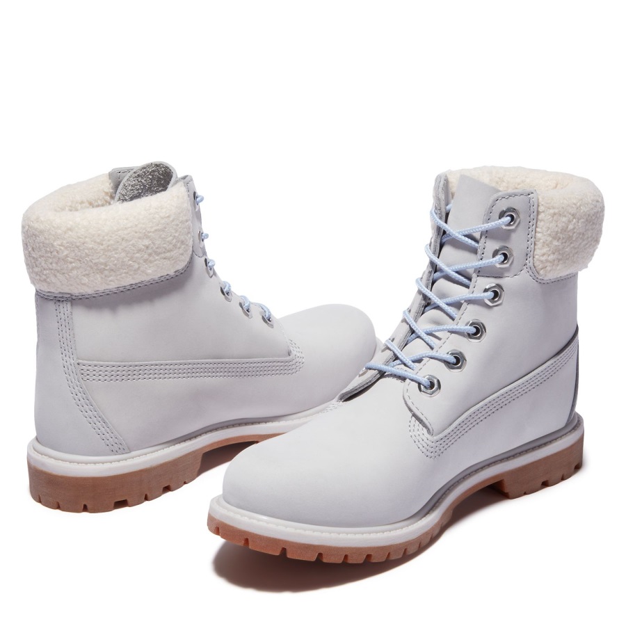 Women's Premium 6-Inch Waterproof Boots Lt Grey Nubuck/Blu Timberland Ireland