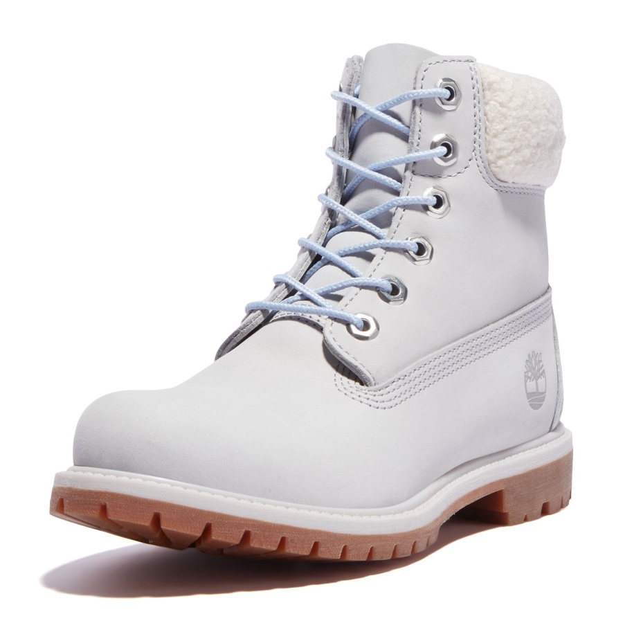 Women's Premium 6-Inch Waterproof Boots Lt Grey Nubuck/Blu Timberland Ireland