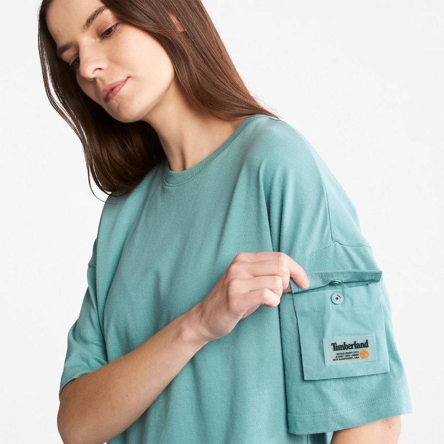 Women's Progressive Utility Pocket T-Shirt Mineral Blue Timberland Ireland