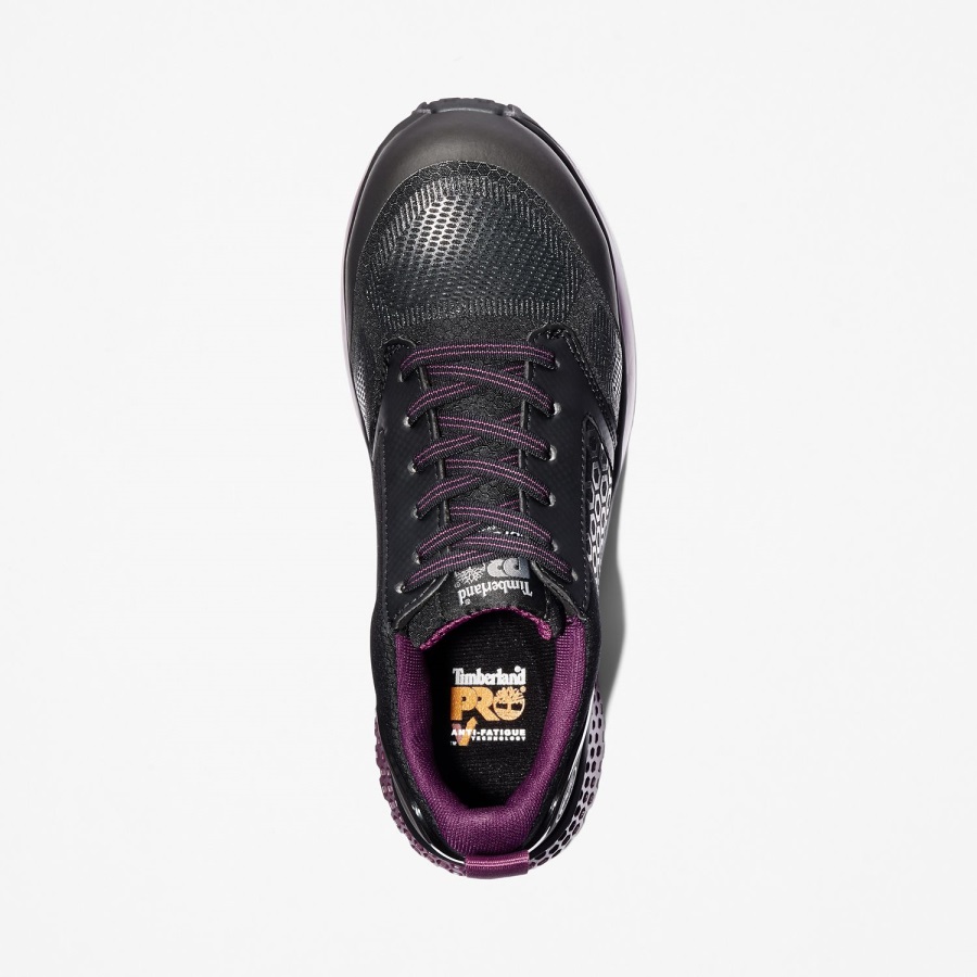 Women's Reaxion Composite Toe Work Sneaker Timberland Ireland Black Ripstop/Purple