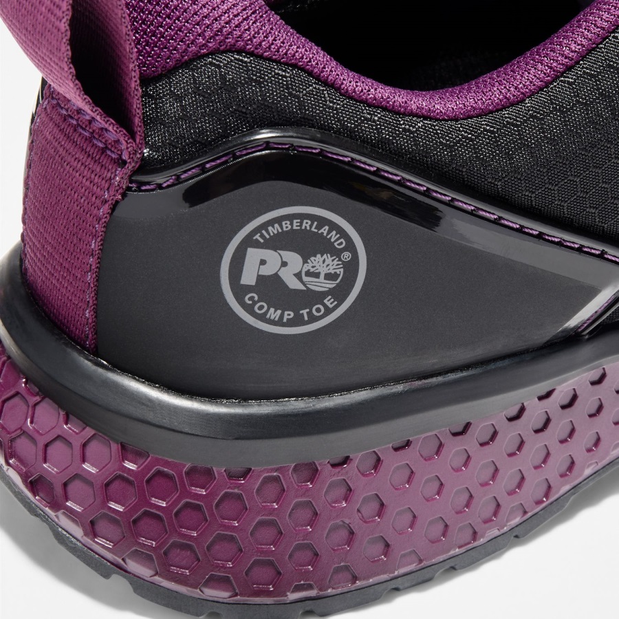 Women's Reaxion Composite Toe Work Sneaker Timberland Ireland Black Ripstop/Purple