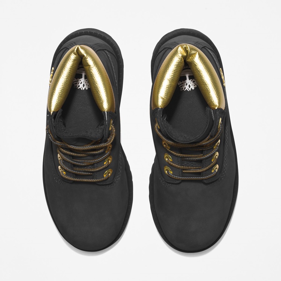 Youth Premium 6-Inch Waterproof Boots Timberland Ireland Black Nubuck/Gold