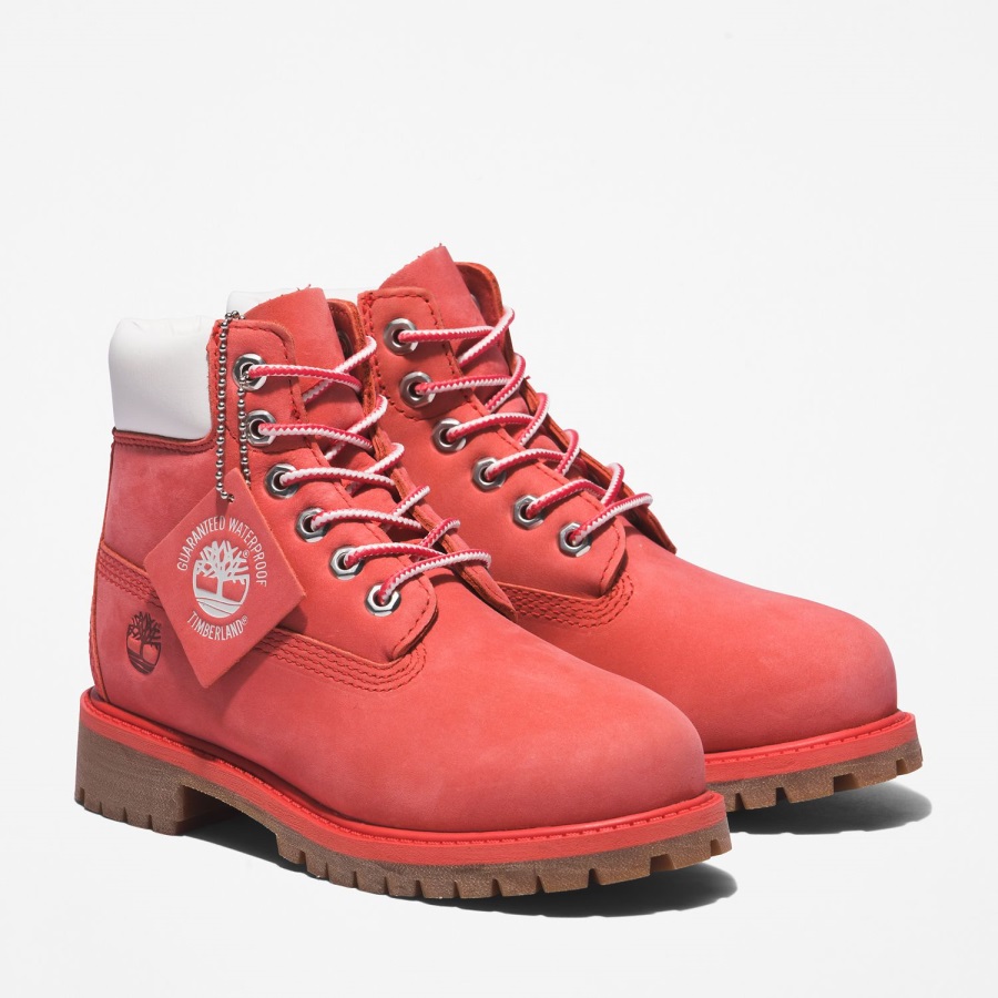 Youth Premium 6-Inch Waterproof Boots Timberland Ireland Medium Pink Nubuck