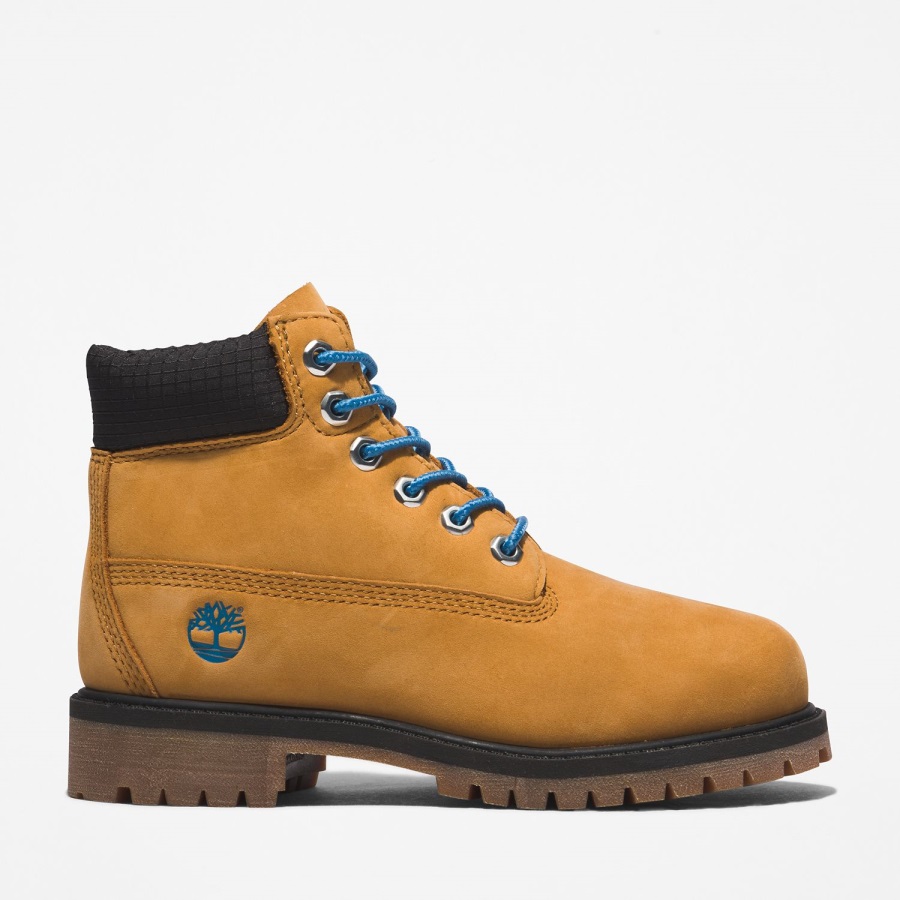 Youth Premium 6-Inch Waterproof Boots Wheat Nubuck/Blue Timberland Ireland